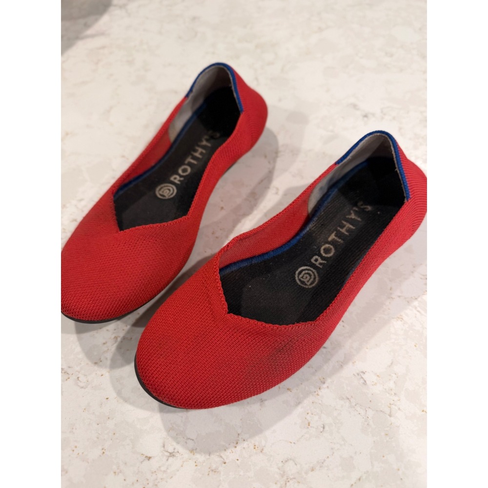 Rothys The Point Red Knit Pointed Toe Ballet Flats Womens Business Casual Size 7